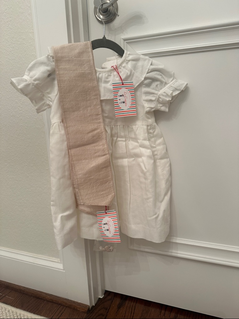 La Coqueta Vega Ceremony Dress - Champagne Sash and Buttons